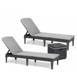 2 x Keter Jaipur Sun Loungers With Cushions and Cool Box