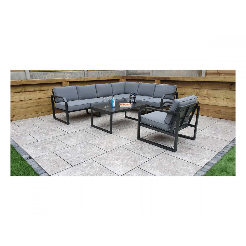 ALARNA Corner Sofa Grey in grey powder coat