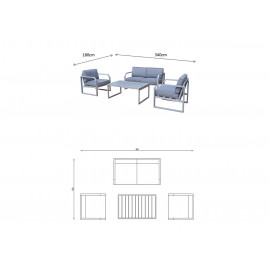 ALARNA Corner Sofa Set in grey powder coat