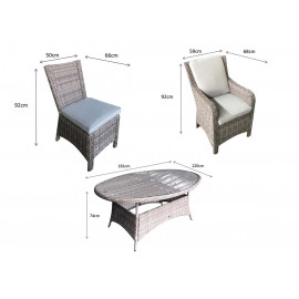 ALEXANDRA 6 Seater Oval Dining Set
