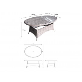 ALEXANDRA 6 Seater Oval Dining Set