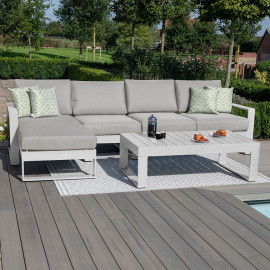 Amalfi Chaise Sofa Set / White