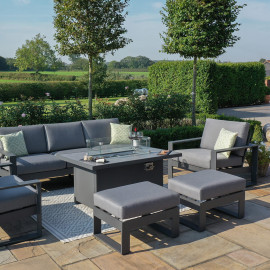 Amalfi 3 Seat Sofa Set With Rectangular Fire Pit Table / Grey