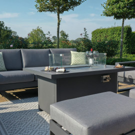 Amalfi 3 Seat Sofa Set With Rectangular Fire Pit Table / Grey