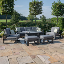 Amalfi 3 Seat Sofa Set With Rectangular Fire Pit Table / Grey