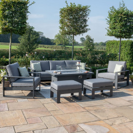 Amalfi 3 Seat Sofa Set With Rectangular Fire Pit Table / Grey