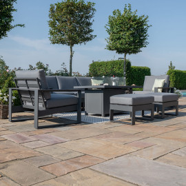 Amalfi 3 Seat Sofa Set With Rectangular Fire Pit Table / Grey