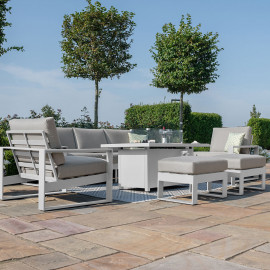 Amalfi 3 Seat Sofa Set With Rectangular Fire Pit Table / White