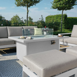 Amalfi 3 Seat Sofa Set With Rectangular Fire Pit Table / White