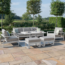 Amalfi 3 Seat Sofa Set With Rising Table / White