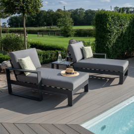 Amalfi Double Sunlounger with Side Table / Grey