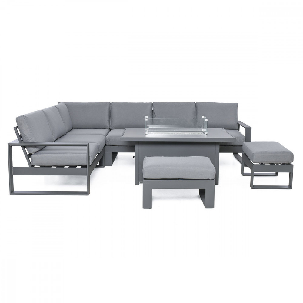 Amalfi Large Corner Group With Fire Pit Table / Grey