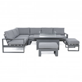 Amalfi Large Corner Group With Fire Pit Table / Grey
