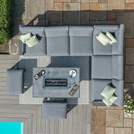 Amalfi Large Corner Group With Fire Pit Table / Grey