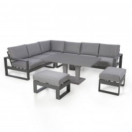Amalfi Large Corner Dining Set with Rectangular Rising Table and Footstools / Grey