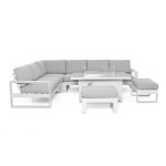 Amalfi Large Corner Group With Fire Pit Table / White