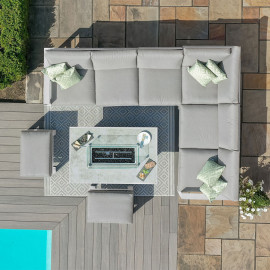 Amalfi Large Corner Group With Fire Pit Table / White