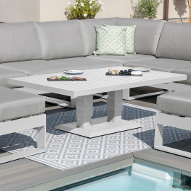 Amalfi Large Corner Dining Set with Rectangular Rising Table and Footstools / White