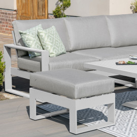 Amalfi Large Corner Dining Set with Rectangular Rising Table and Footstools / White