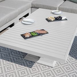 Amalfi Large Corner Dining Set with Rectangular Rising Table and Footstools / White