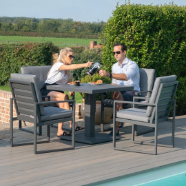 Amalfi 4 Seat Square Dining Set with Rising Table / Grey
