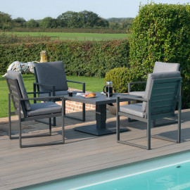 Amalfi 4 Seat Square Dining Set with Rising Table / Grey