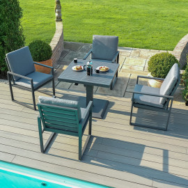Amalfi 4 Seat Square Dining Set with Rising Table / Grey