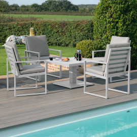 Amalfi 4 Seat Square Dining Set with Rising Table / White