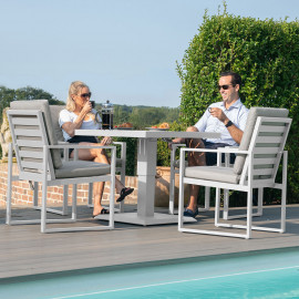 Amalfi 4 Seat Square Dining Set with Rising Table / White