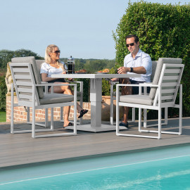 Amalfi 4 Seat Square Dining Set with Rising Table / White