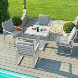 Amalfi 4 Seat Square Dining Set with Rising Table / White
