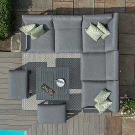 Amalfi Small Corner Dining with Square Rising Table and Footstools / Grey