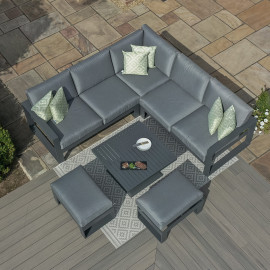 Amalfi Small Corner Dining with Square Rising Table and Footstools / Grey