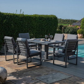Amalfi 6 Seat Rectangular Dining Set with Rising Table / Grey