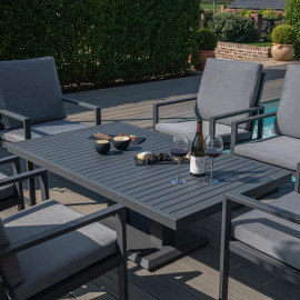 Amalfi 6 Seat Rectangular Dining Set with Rising Table / Grey