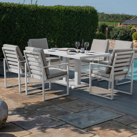 Amalfi 6 Seat Rectangular Dining Set with Rising Table / White