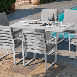 Amalfi 6 Seat Rectangular Dining Set with Rising Table / White