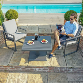 Amalfi 3 Piece Bistro Set with Rising Table / Grey