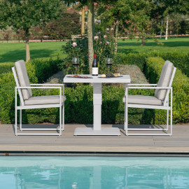 Amalfi 3 Piece Bistro Set with Rising Table / White