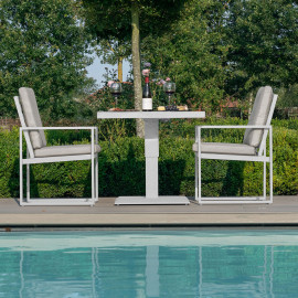 Amalfi 3 Piece Bistro Set with Rising Table / White