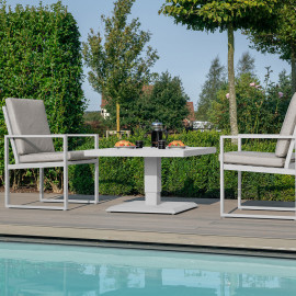 Amalfi 3 Piece Bistro Set with Rising Table / White