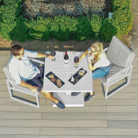 Amalfi 3 Piece Bistro Set with Rising Table / White