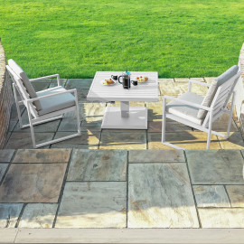 Amalfi 3 Piece Bistro Set with Rising Table / White