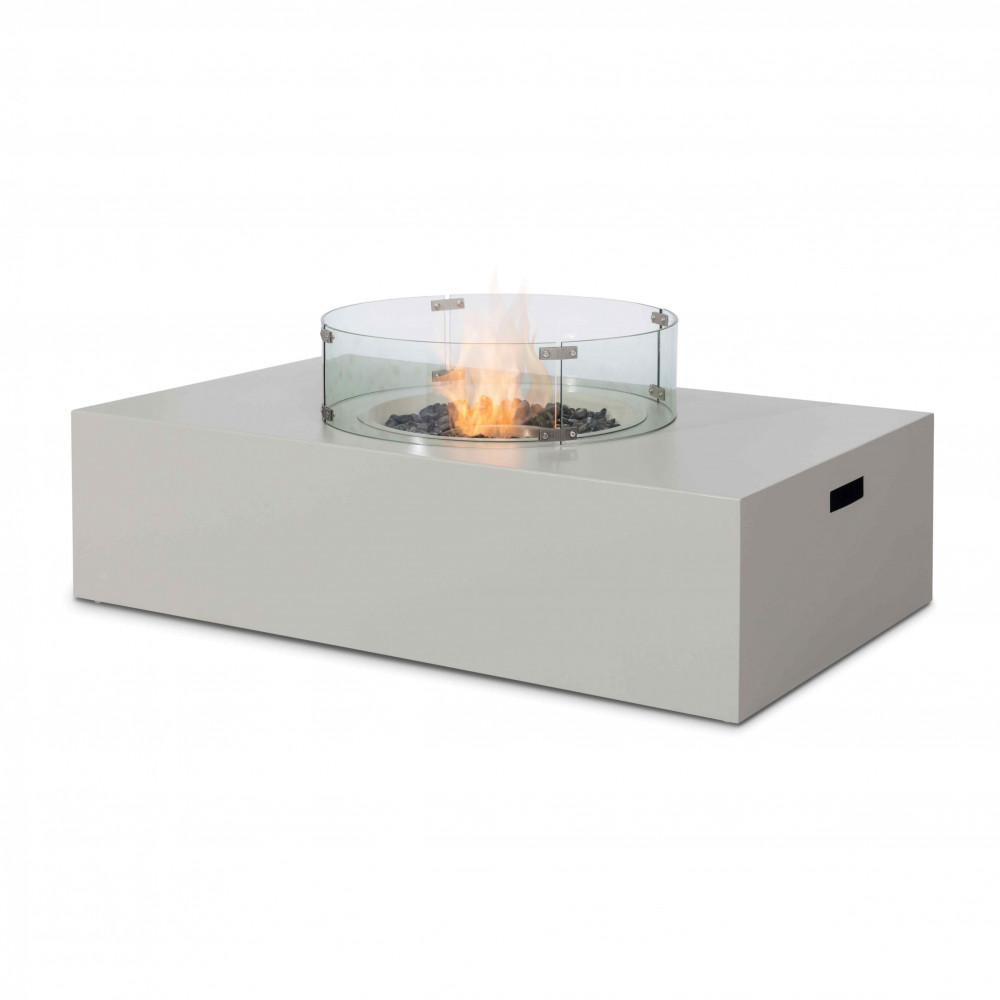 Fire Pit Coffee Table 127cm x 77cm Rectangular / Pebble White