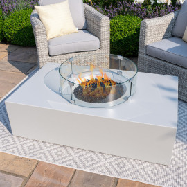 Fire Pit Coffee Table 127cm x 77cm Rectangular / Pebble White