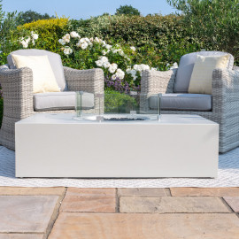 Fire Pit Coffee Table 127cm x 77cm Rectangular / Pebble White