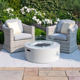 Fire Pit Coffee Table 90cm Round / Pebble White