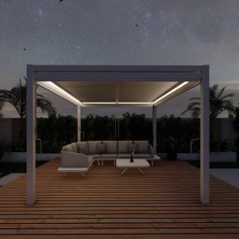 Pergola Aluminium Square 30x30 with 4 Drop Sides / White