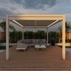 Pergola Aluminium Square 30x30 with 4 Drop Sides / White