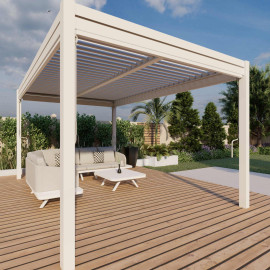 Pergola Aluminium Square 30x30 with 4 Drop Sides / White